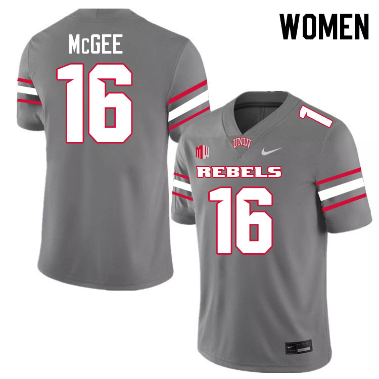 Women #16 Kayden McGee UNLV Rebels College Football Jerseys Stitched-Grey